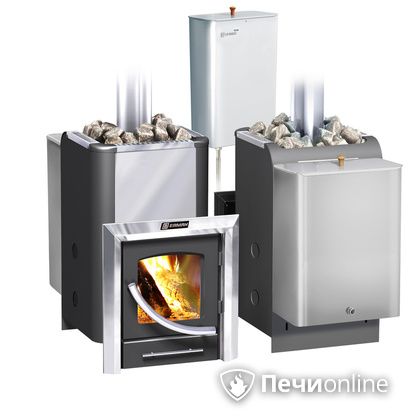 Дровяная банная печь Ермак Элит 20-ПС стекло нержавеющая сталь регулируемый тоннель в Ижевске