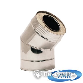 Дымоход УМК Сэндвич-отвод 135° D130х200 Н+Н 1.0мм 0.5мм по воде в Ижевске