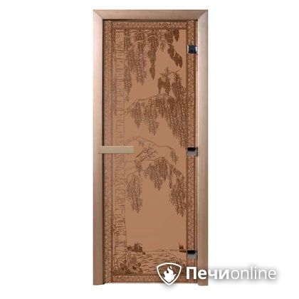 Дверь стеклянная Банный эксперт Березка бронза матовое 8 мм коробка ольха 190/70 в Ижевске