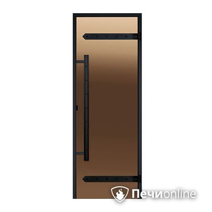 Дверь для бани Harvia Стеклянная дверь для сауны LEGEND 7/19 черная коробка сосна бронза  D71901МL в Ижевске