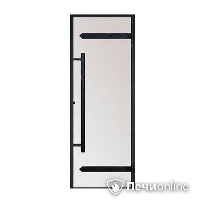 Дверь для бани Harvia Стеклянная дверь для сауны LEGEND 7/19 черная коробка сосна сатин D71905МL в Ижевске